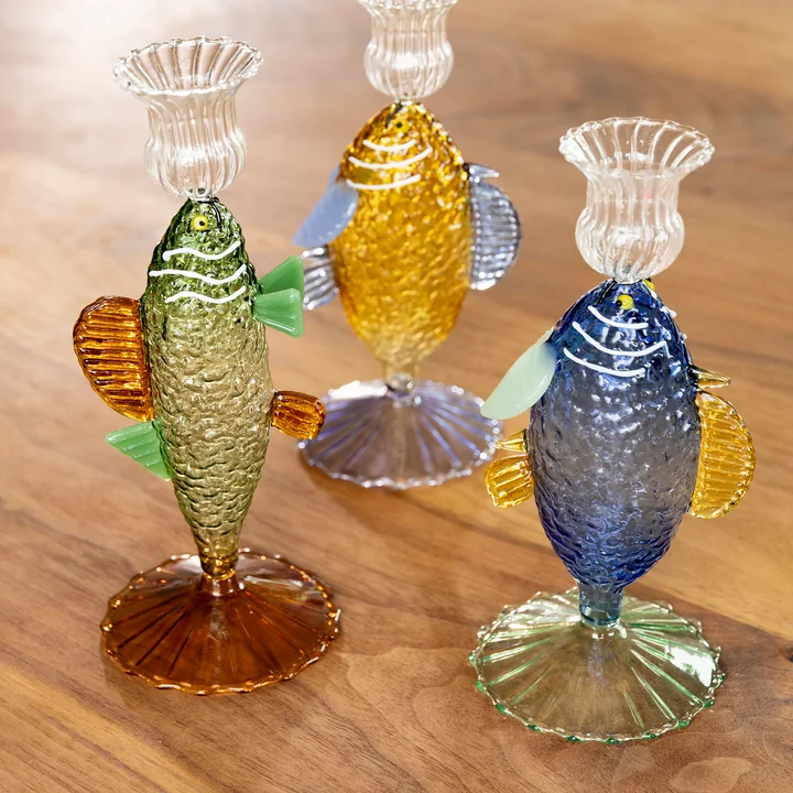 &klevering - Fish Kerzenhalter, blau