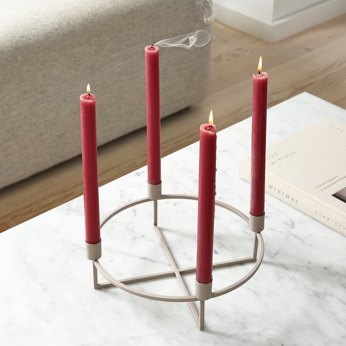 4flames kandelaar vierkant blush