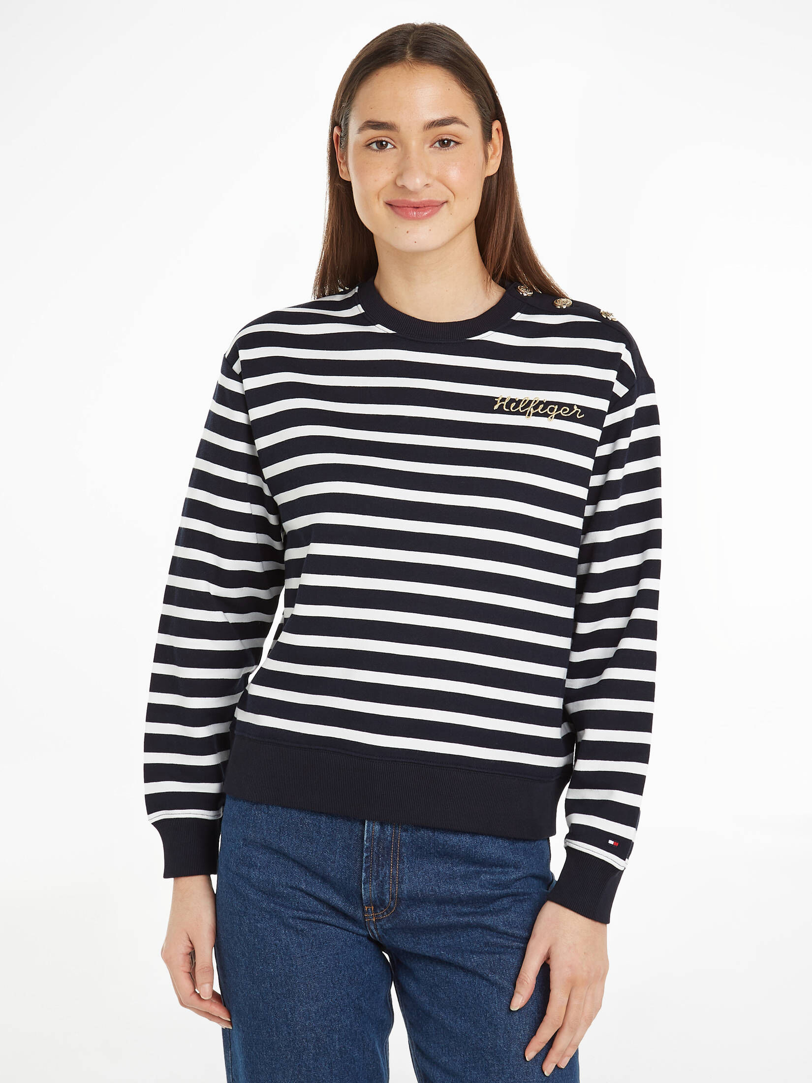Tommy Hilfiger| Damen Sweatshirt GOLD BUTTON Regular Fit