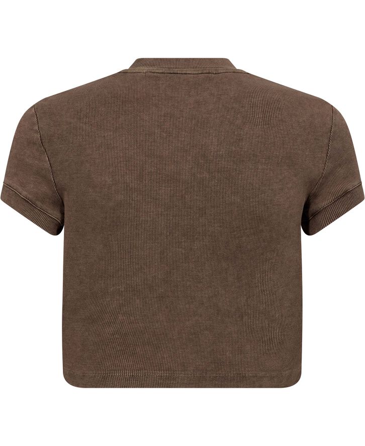 ROTATE Birger Christensen RIBBED CROPPED T-SHIRT Mustang