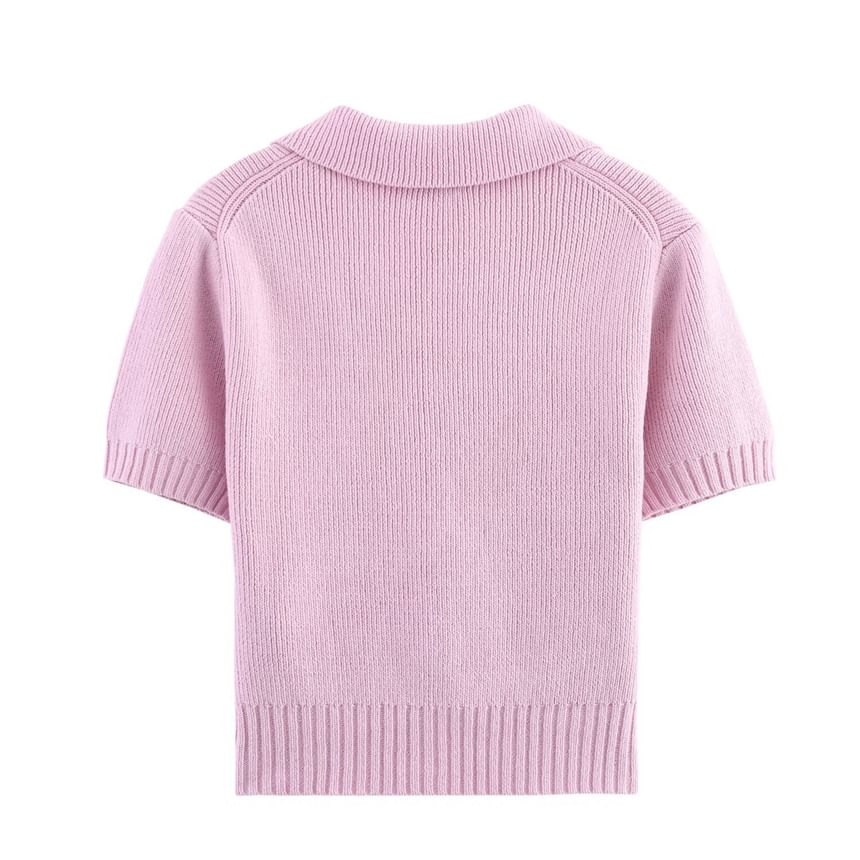 Avauntgardo - Kort vest met V-hals, kraag, strik aan de voorkant en effen cropped mouwen
