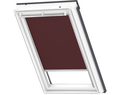 VELUX verduisterend rolgordijn, effen donkerbruin, handbediend, wit frame, DKL C02 4559SWL