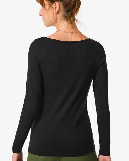 t-shirt femme Ebony col bateau noir