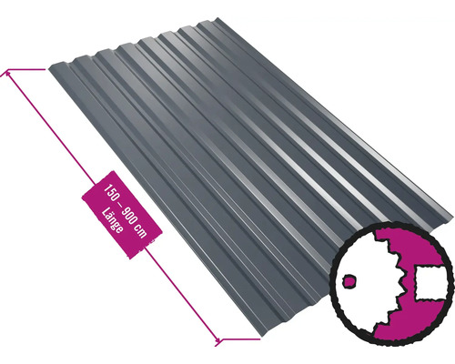 PRECIT trapeziumvormig wandpaneel W35LA Diepzwart RAL 9005 Vaste breedte 1135 mm x dikte 0,5 mm (verkocht per meter van 150 tot max. 900 cm)