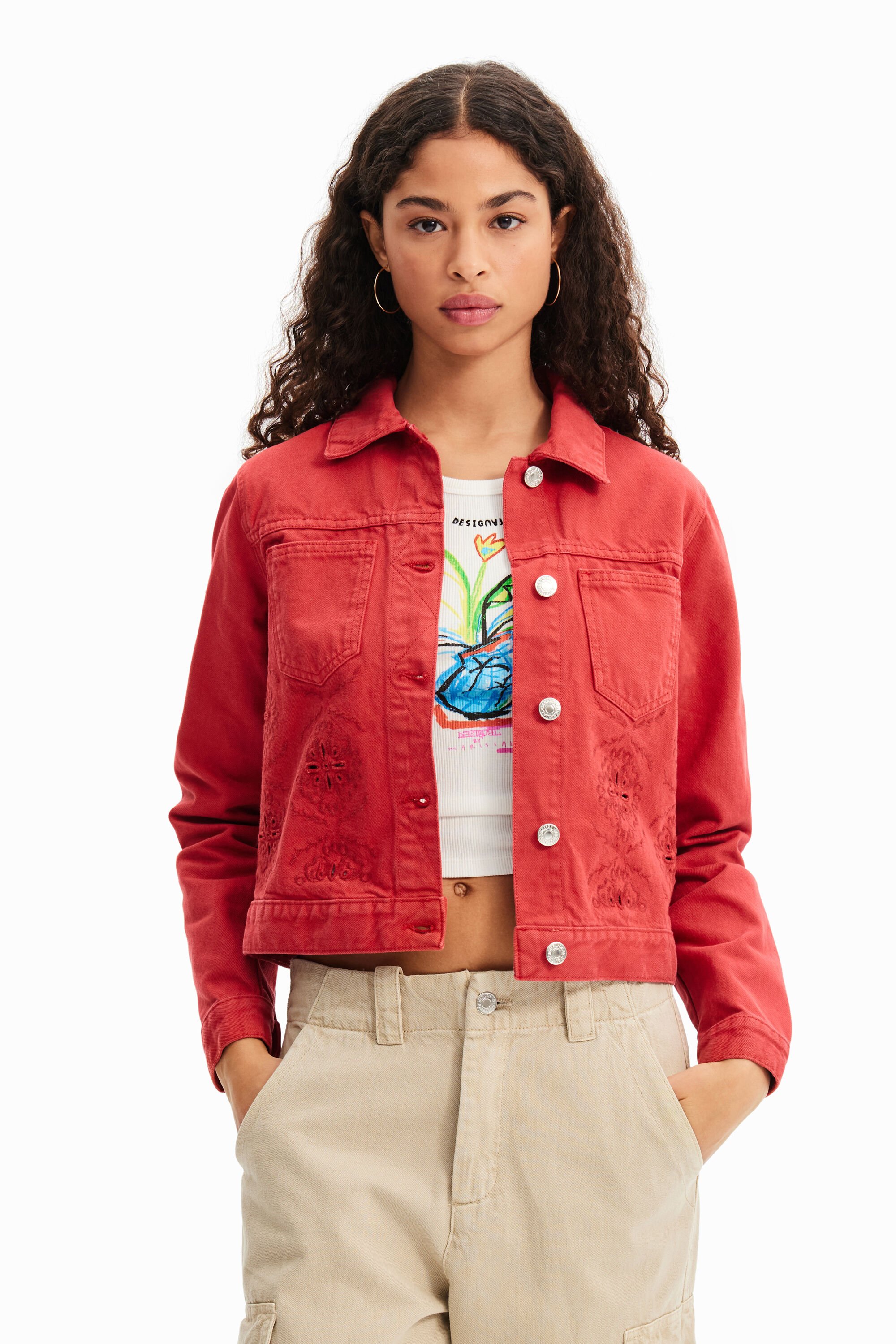 Veste jean ajourée