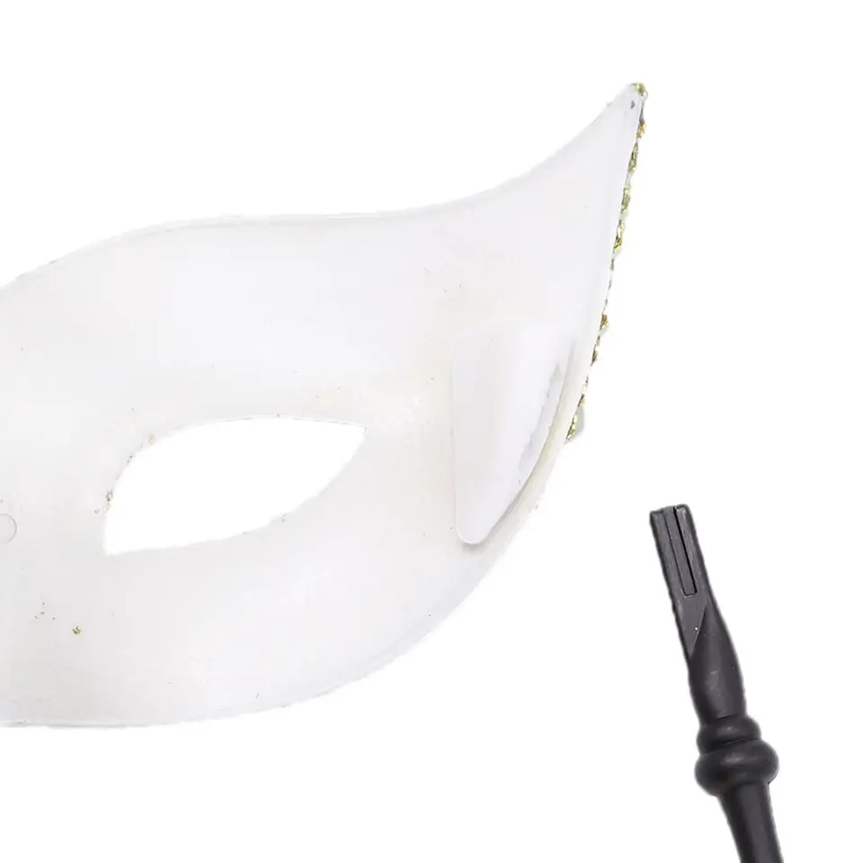 Venezianische Stabmaske Fasnachts Halbmaske Kostüm Zubehör Motto Party Accessoire Halloween Foto Requisite mit Spitzenbordüre - Schwarz / Weiss