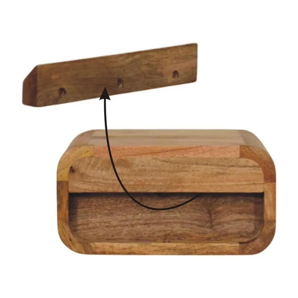 Avora Mini Wandgemonteerde Oak-ish Nachtkastje, 1 Lade, Beige
