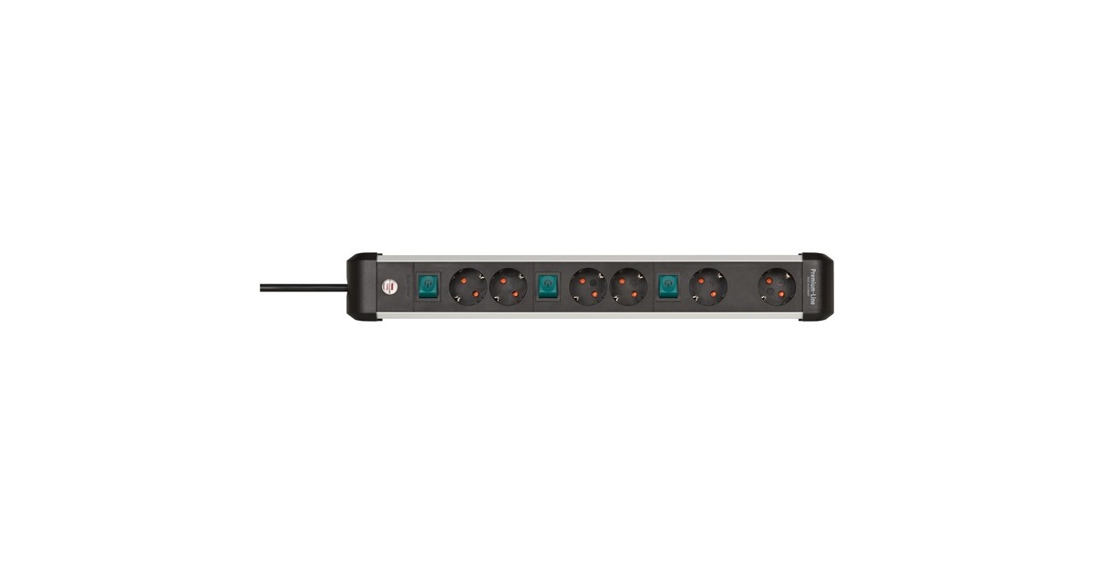 BrennenstuhlPremium-Alu-Line stekkerdoos 6-voudig schakel stekkerdoos  (3x 2-voudig schakelbaar)