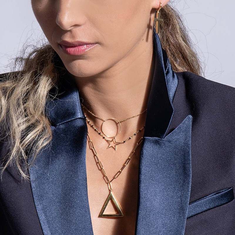 Collier Chaine Argent Doré Triangle Tal