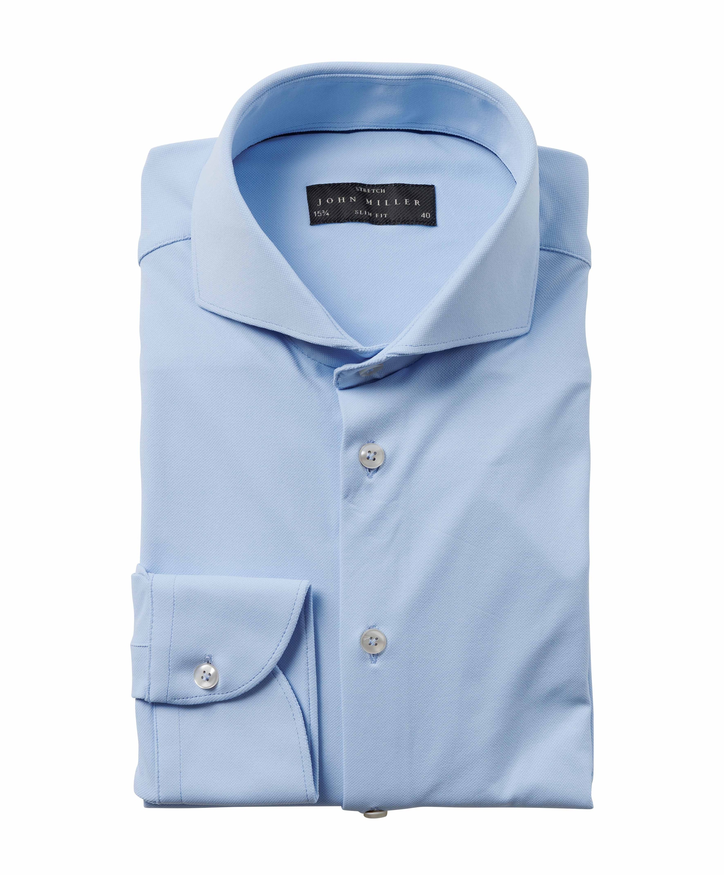 John Miller Heren overhemd lange mouw blauw