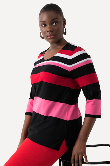 Shirt, Ringel, Rundhals, 3/4-Arm, Pima Cotton