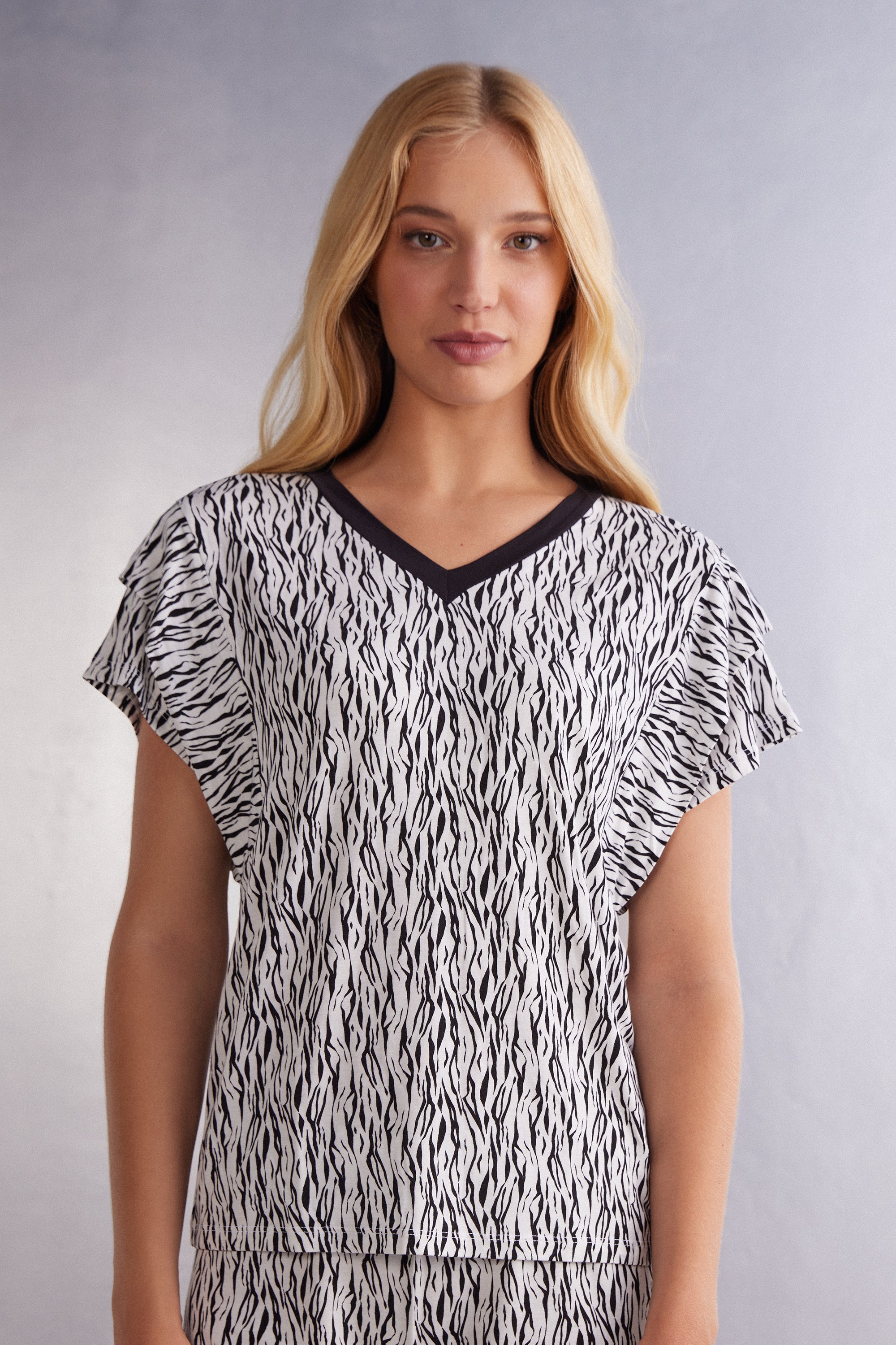 Camiseta de manga curta Go Animalier em viscose