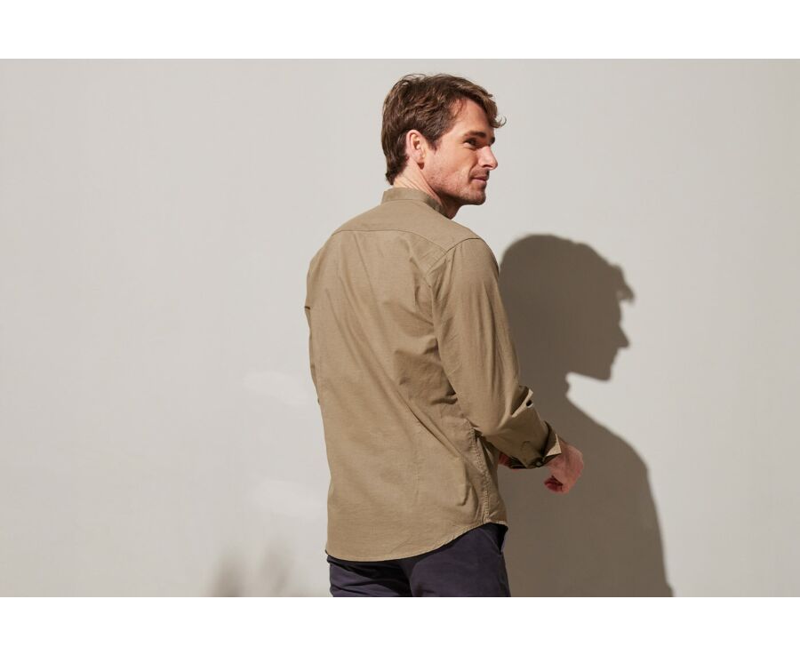 Chemise coton lin Taupe unie - ELIBERT