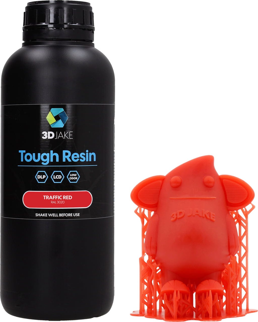 3DJAKE  Tough Resin Verkehrsrot, 1.000 g    Harz für anspruchsvolle Druckprojekte in Verkehrsrot