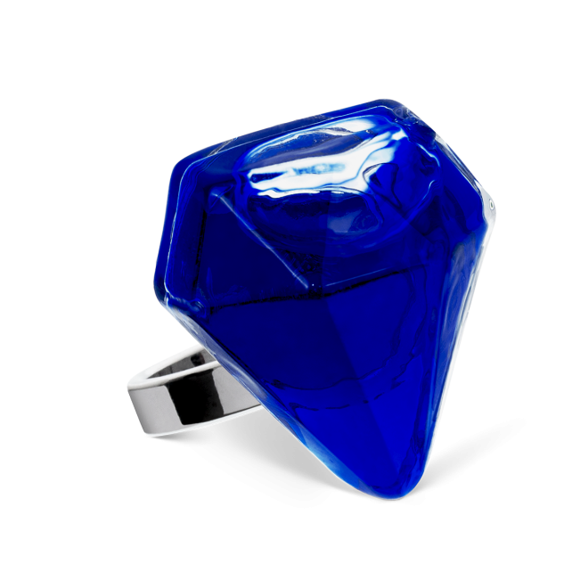 Bague en verre soufflé - Diamant Medium transparent