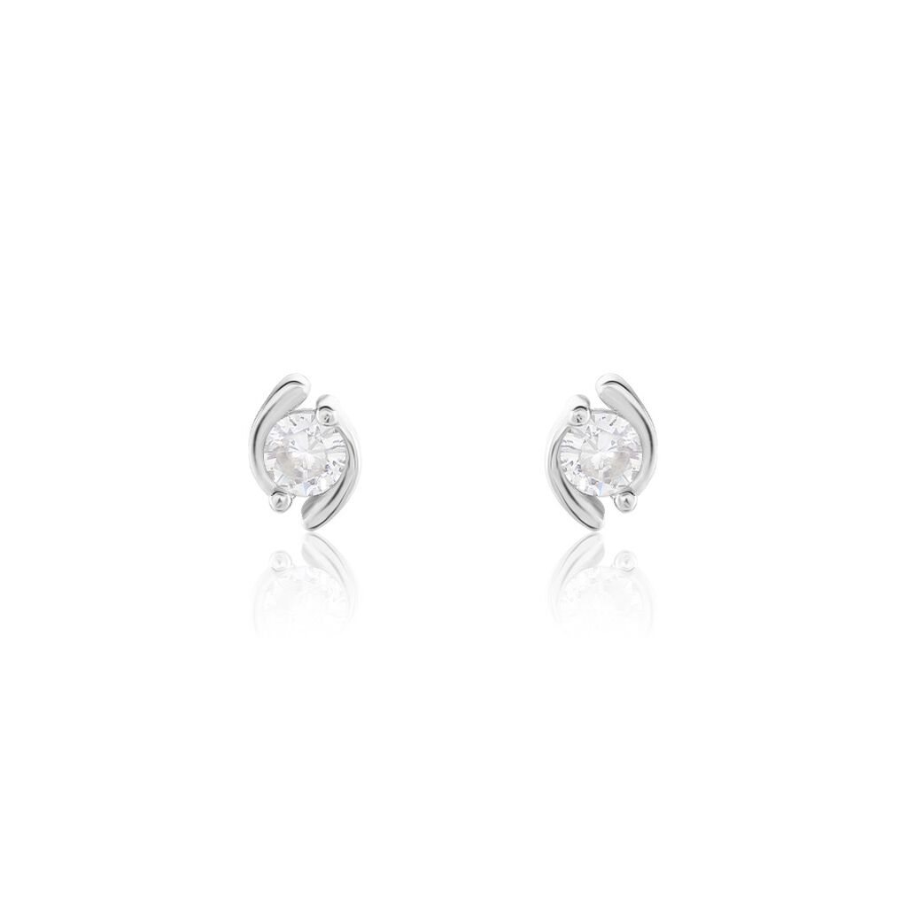 Boucles D'oreilles Puces Couteau Argent Blanc Oxyde De Zirconium