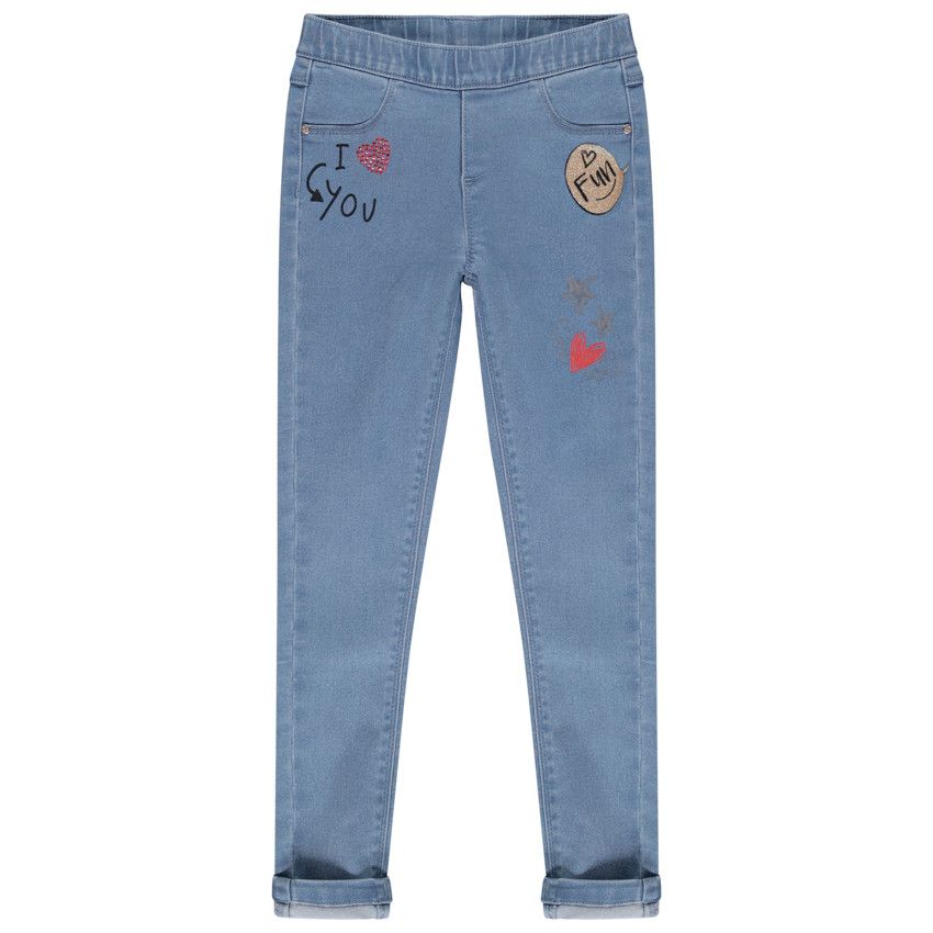 Jegging denim super stretch pour fille - Bleu