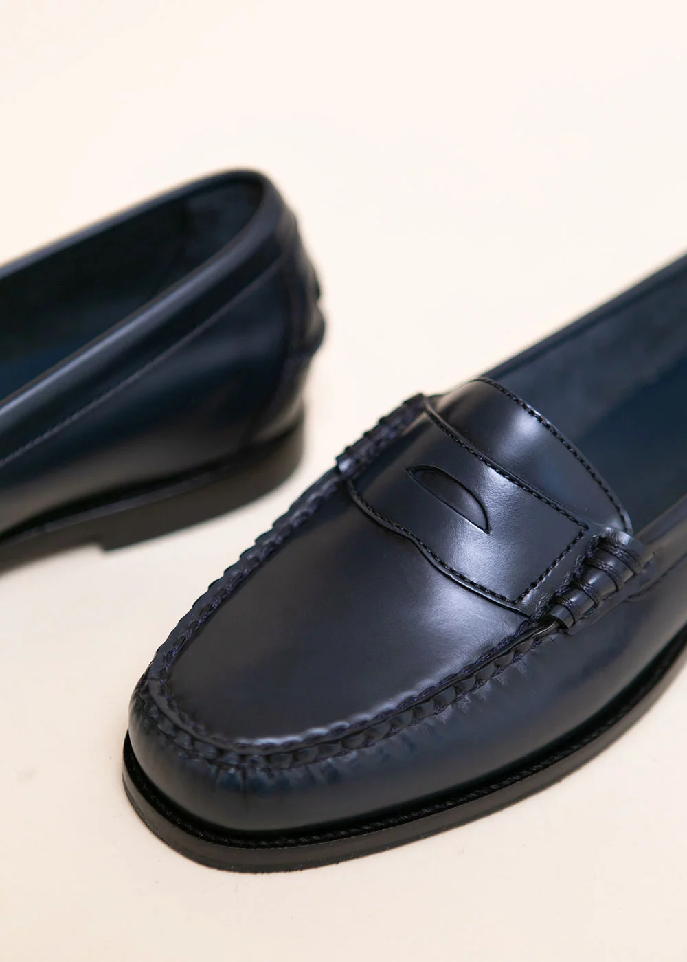 MOCASSIN W BEEFROLL CUIR MARINE