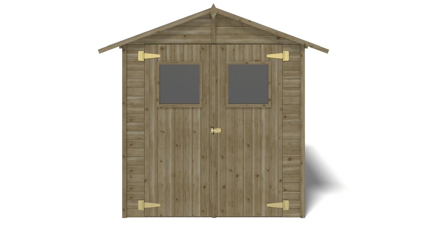 Abri de jardin en bois 3,46 m2 - 1,90x1,82 m - traité - couleur: vert