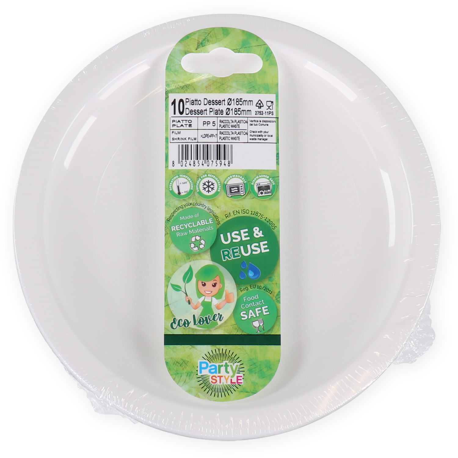 Goldplast Bord, dessertbord, Use & reuse, reusable, rond, 1-vaks, pP, Ø18cm, wit