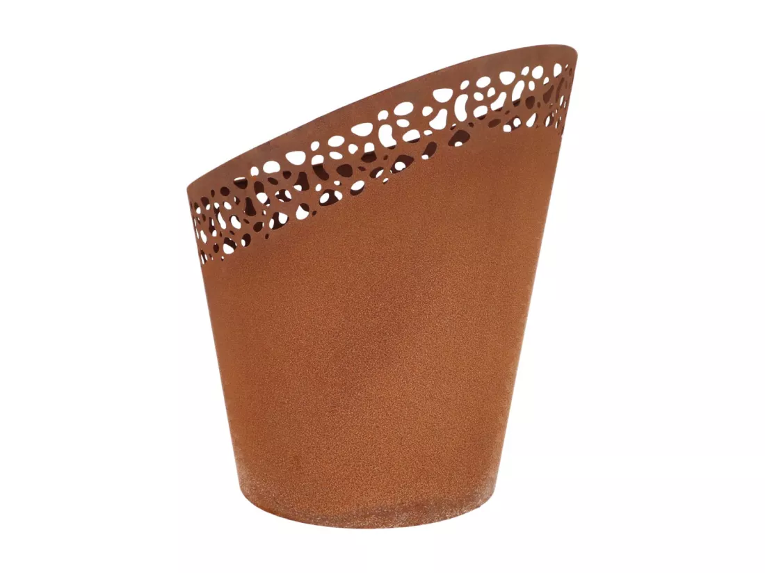 Brasero mouchettes découpées au laser en fer - Rouillé - D 36,5 x H 45,2 cm