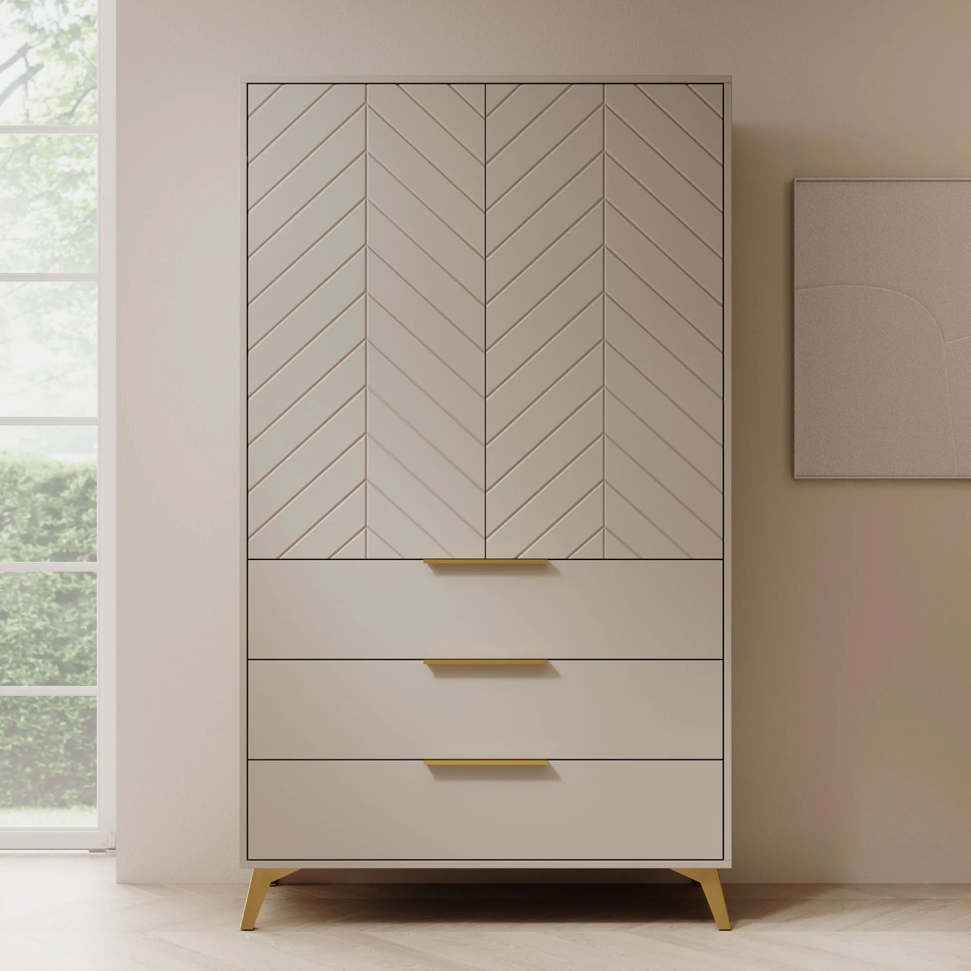 Xiano - Kledingkast 2-deurs - Beige - 104x40x180 cm