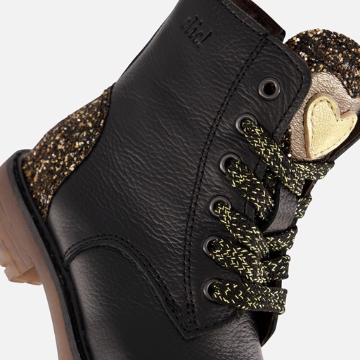 Clic! Enkellaarsjes Glitter zwart Leer