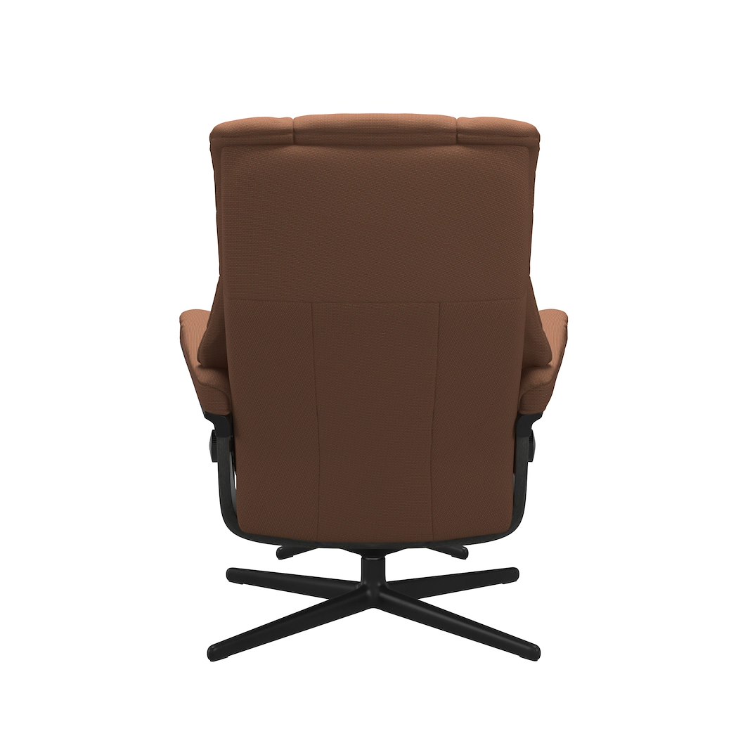Mayfair (M) Cross lenestol med krakk Tekstil Jasmine Rust og Cross understell i gråbeiset og sort.