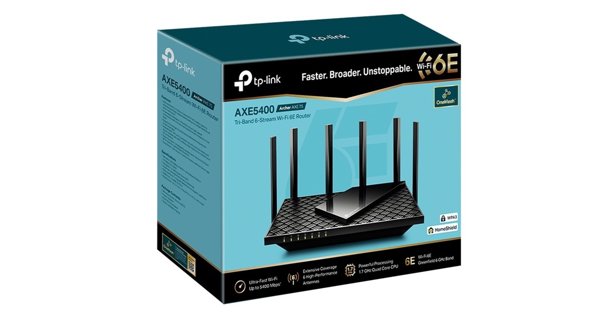 TP-LinkArcher AXE75 AXE5400 tri-band gigabit wifi 6E-router  (Zwart)