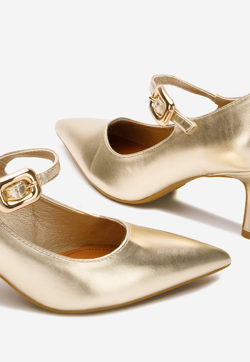 Chaussures à talon fin dorées Natela