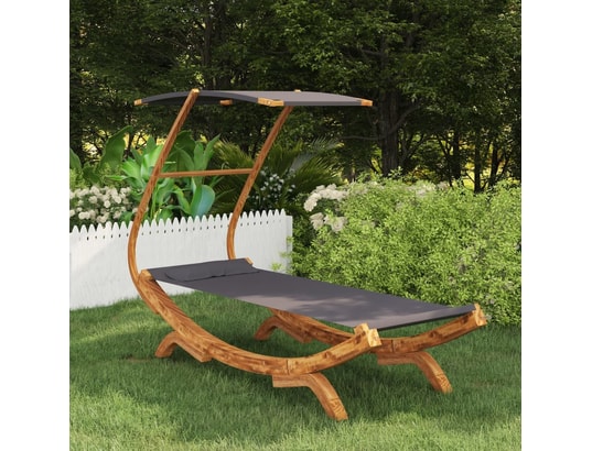 VIDAXL - Hamac avec support Hamac avec auvent 100x198x150cm bois d'épicéa massif anthrac...