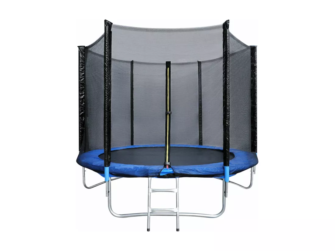 Trampoline de Jardin Enfants et Adultes Jeux d'Extérieur 183 cm Noir et Bleu Avec Filet de sécurité Couverture de protection