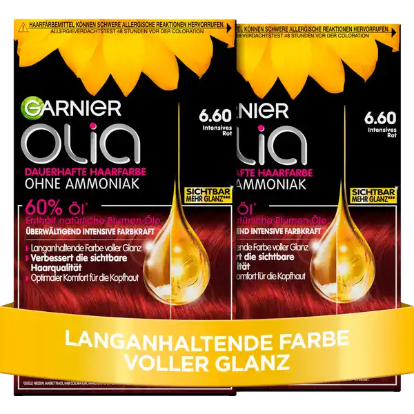 Dauerhafte Haarfarbe Coloration 6.6 Intensives Rot Vorteilsset