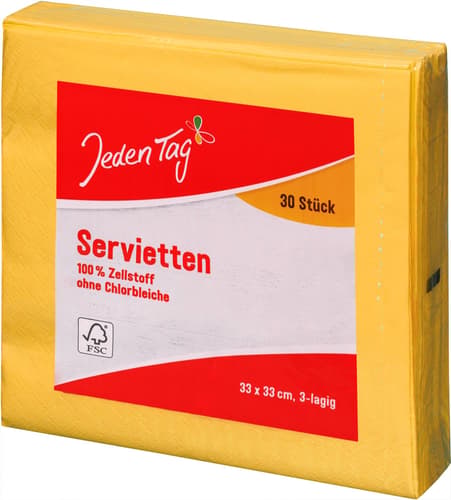 Jeden Tag Servietten 33x33cm sonnengelb 3lg