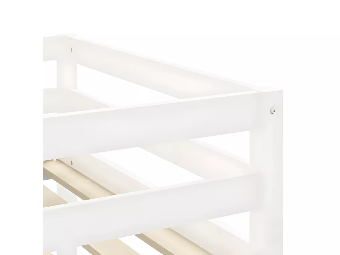 Lit mezzanine enfants et rideaux bleu 80x200cm bois pin massif