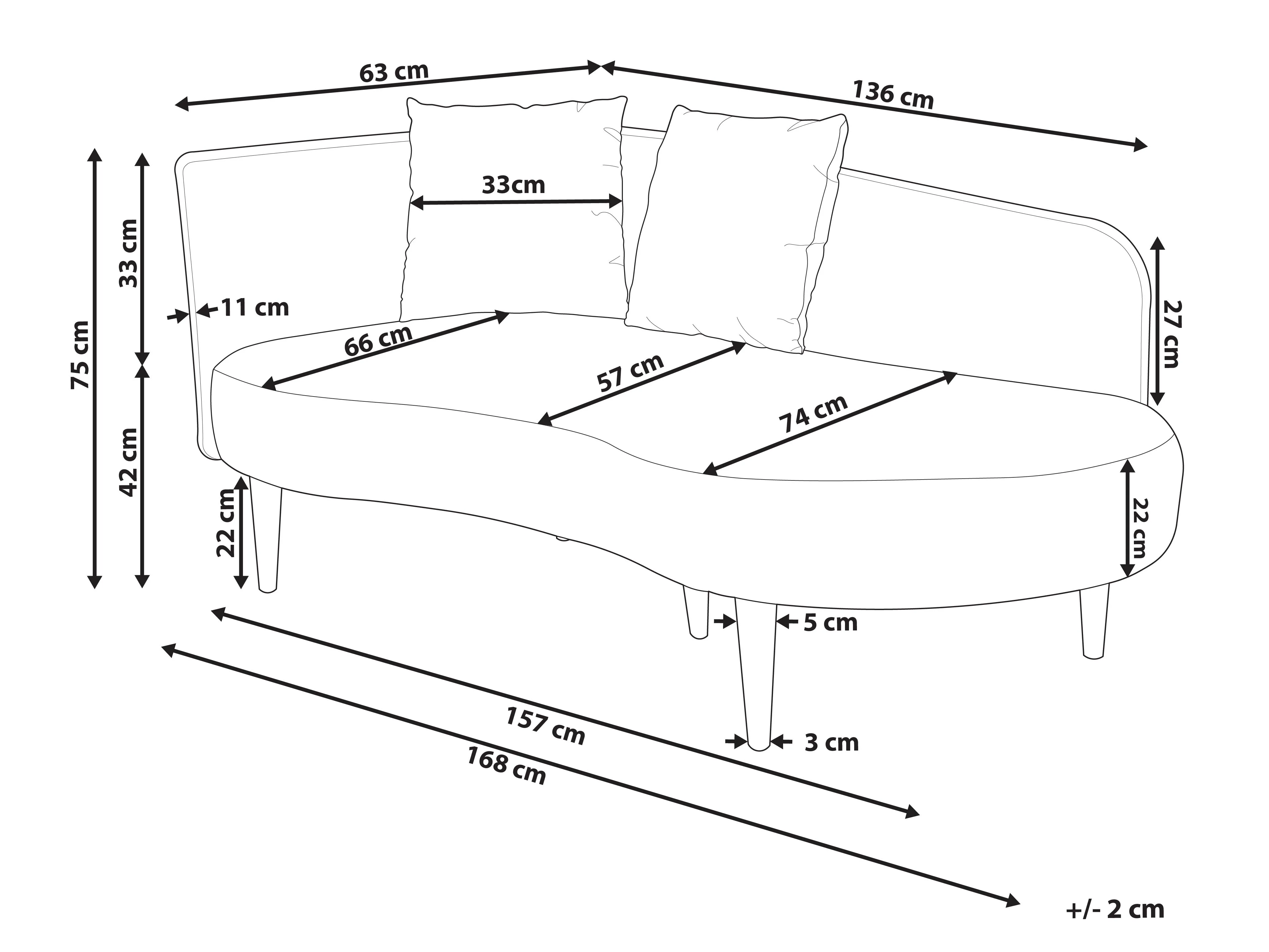 Linkszijdige chaise longue CHAUMONT Fluweel Lichtgrijs