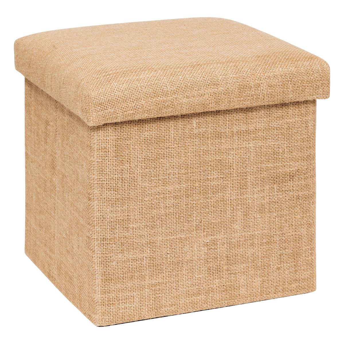 POUF PLIANT EFFET TOILE DE JUTE 31X31CM
