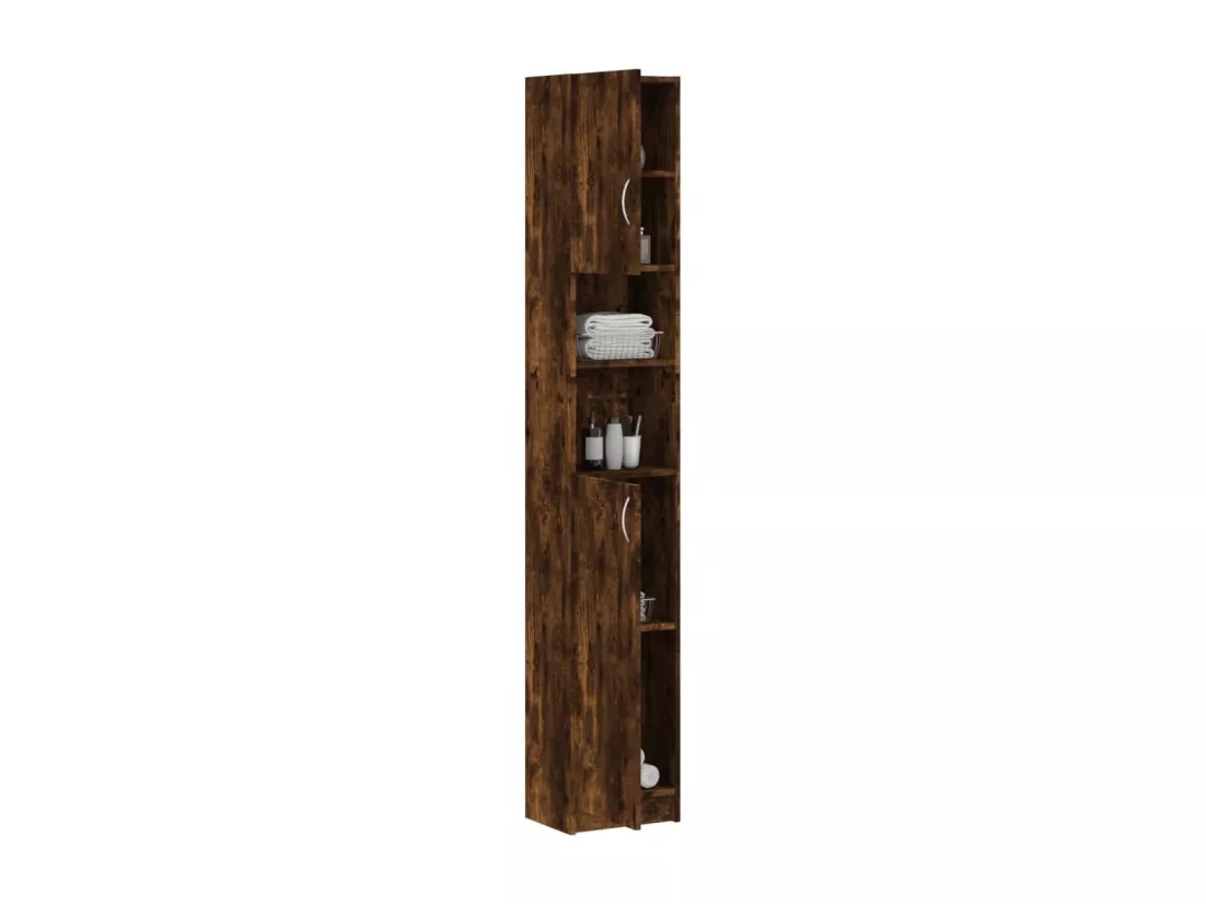 Armoire de bain Chêne fumé 32x25,5x190 cm Bois d'ingénierie