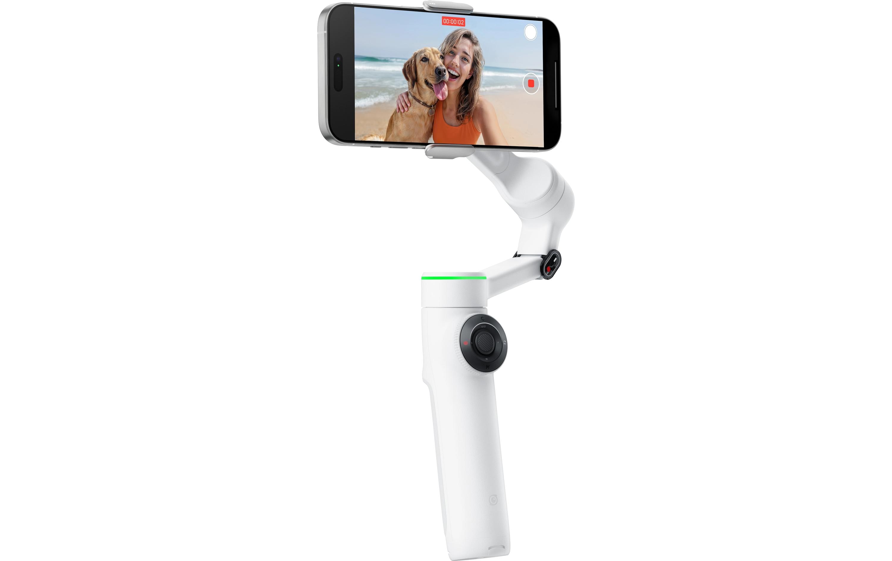 Gimbal Flow 2 Pro Creator-Paket Weiss<br>Ultimativer Kl-Tracking-Stabilisator mit Spotlight, magnetischer Handyhalterung und USB-C-Ladekabel