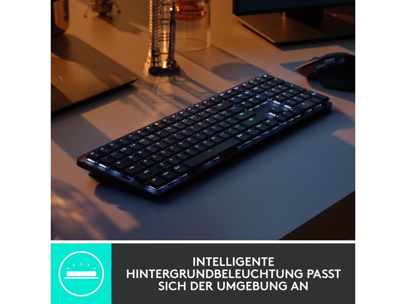 Logitech Tastatur MX Mechanical Kompakte, kabellose Business-Tastatur mit mechanischen Tasten