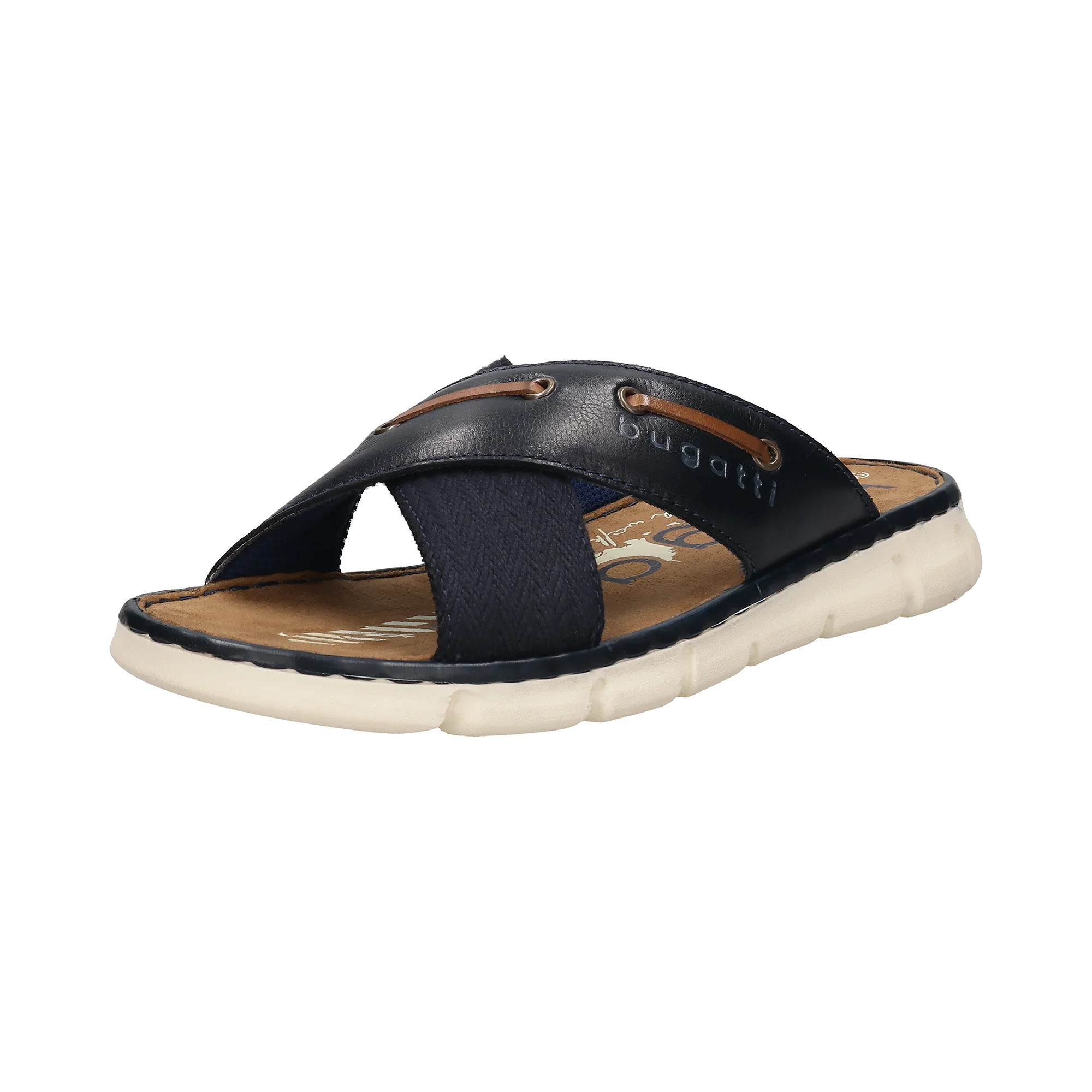 Leder Pantoletten dunkelblau
