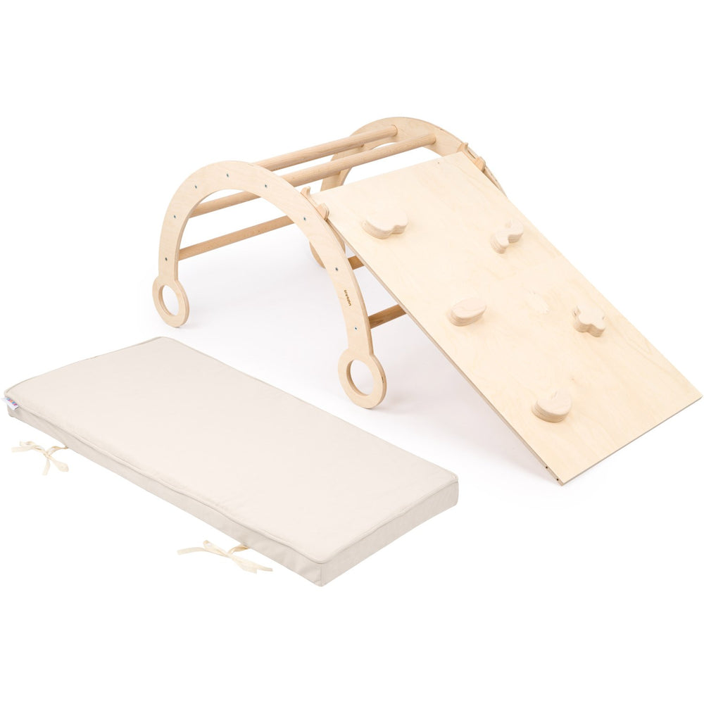Køb Woobiboo Natural Montessori Rocker Med Beige Madras Og Slide-Climber M