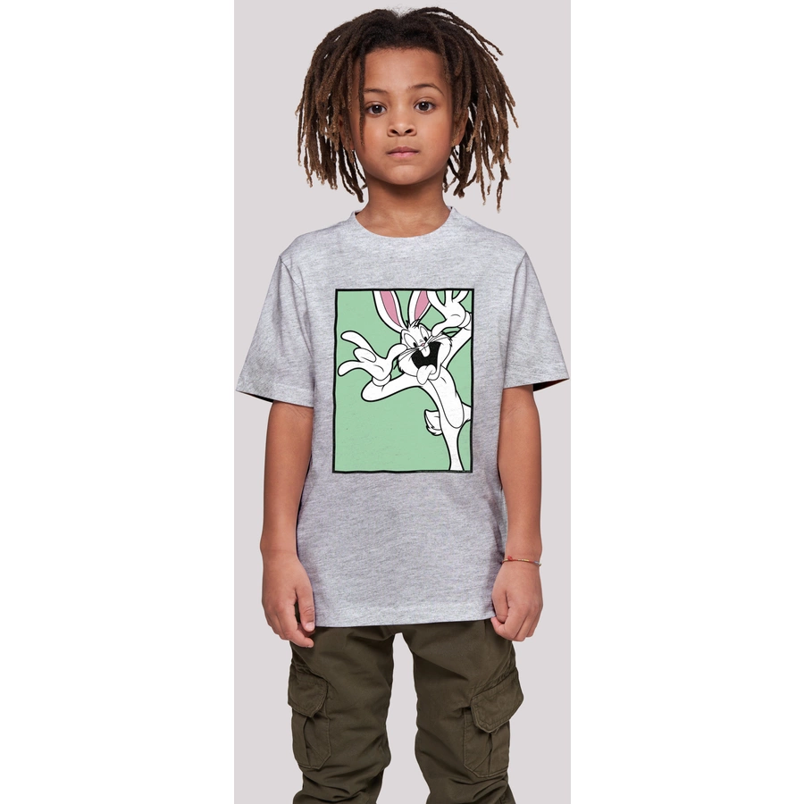 F4NT4STIC T-Shirt Looney Tunes Bugs Bunny Funny Face heather grey