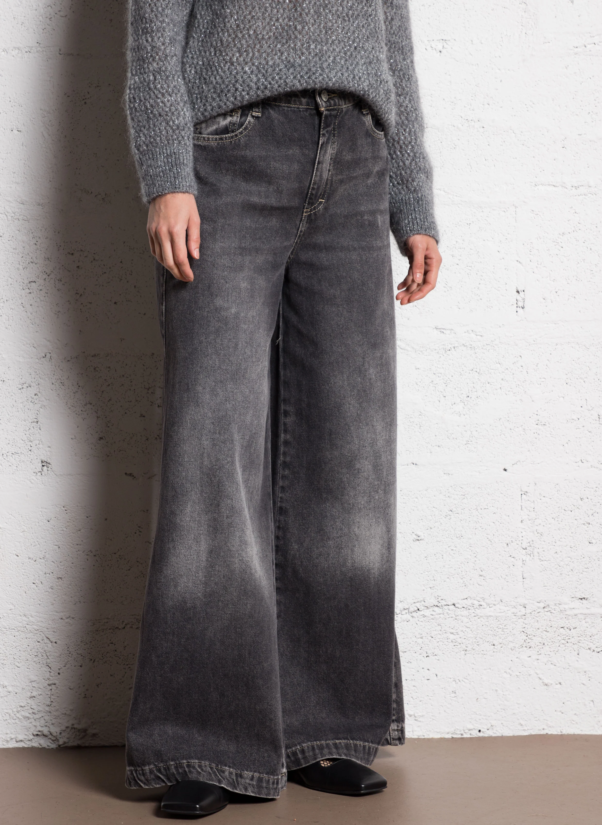 Jean large en coton | Noir