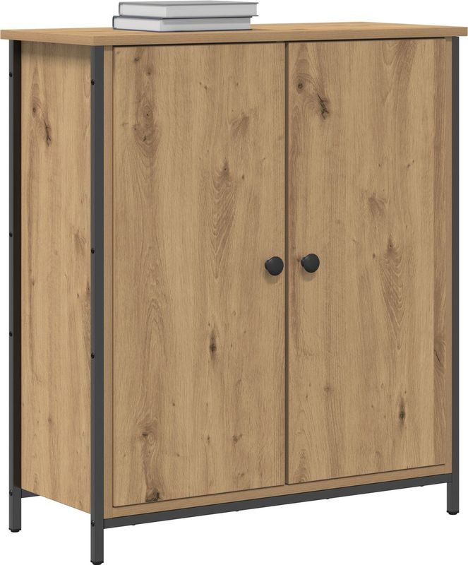 vidaXL - Dressoir - Hout en Staal - Artisan Eiken - 70x30x80 cm