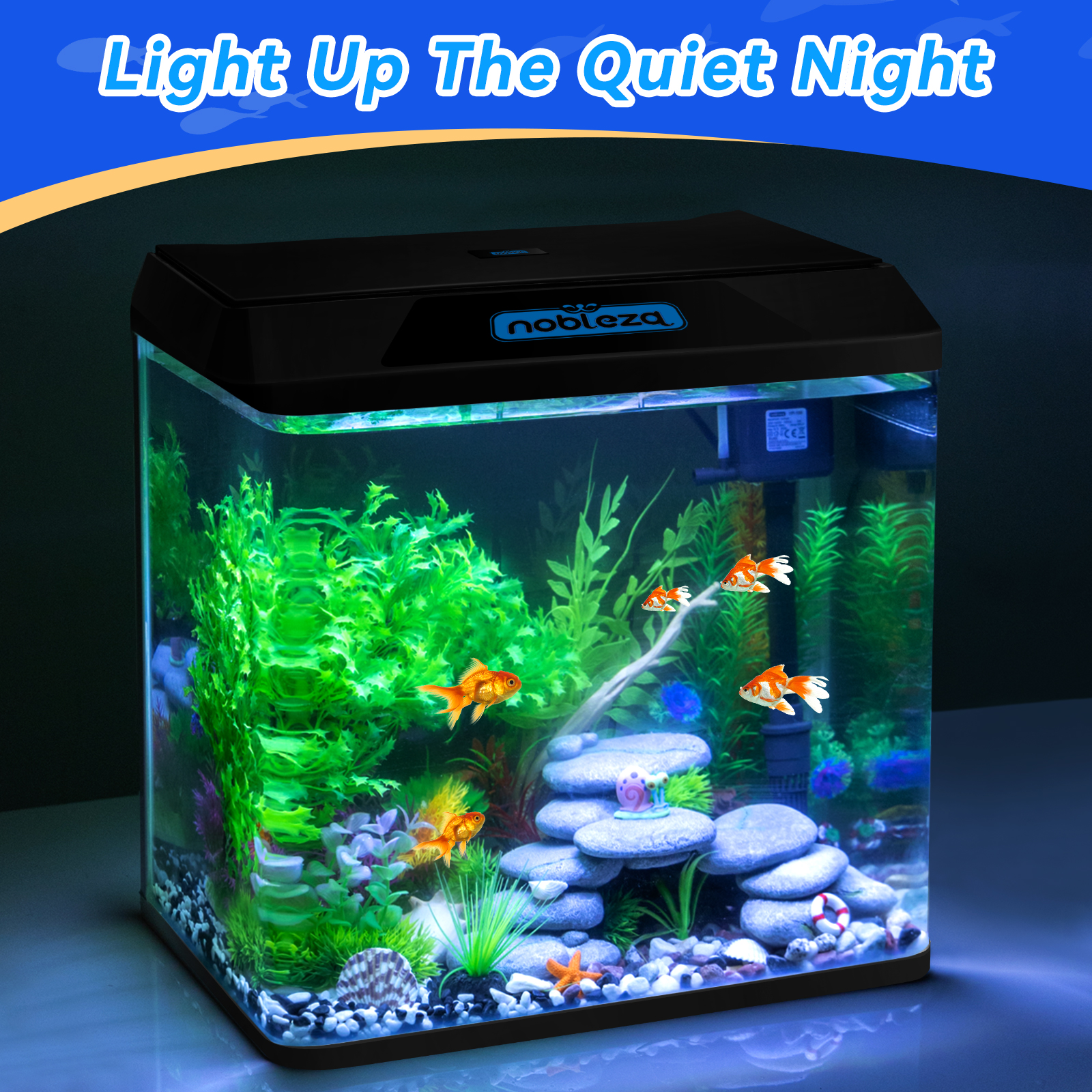 Nobleza - Aquários e tanques de peixes completos de 30 litros, aquários de vidro com sistema de filtragem integrado e iluminação LED, aquários para iniciantes, preto