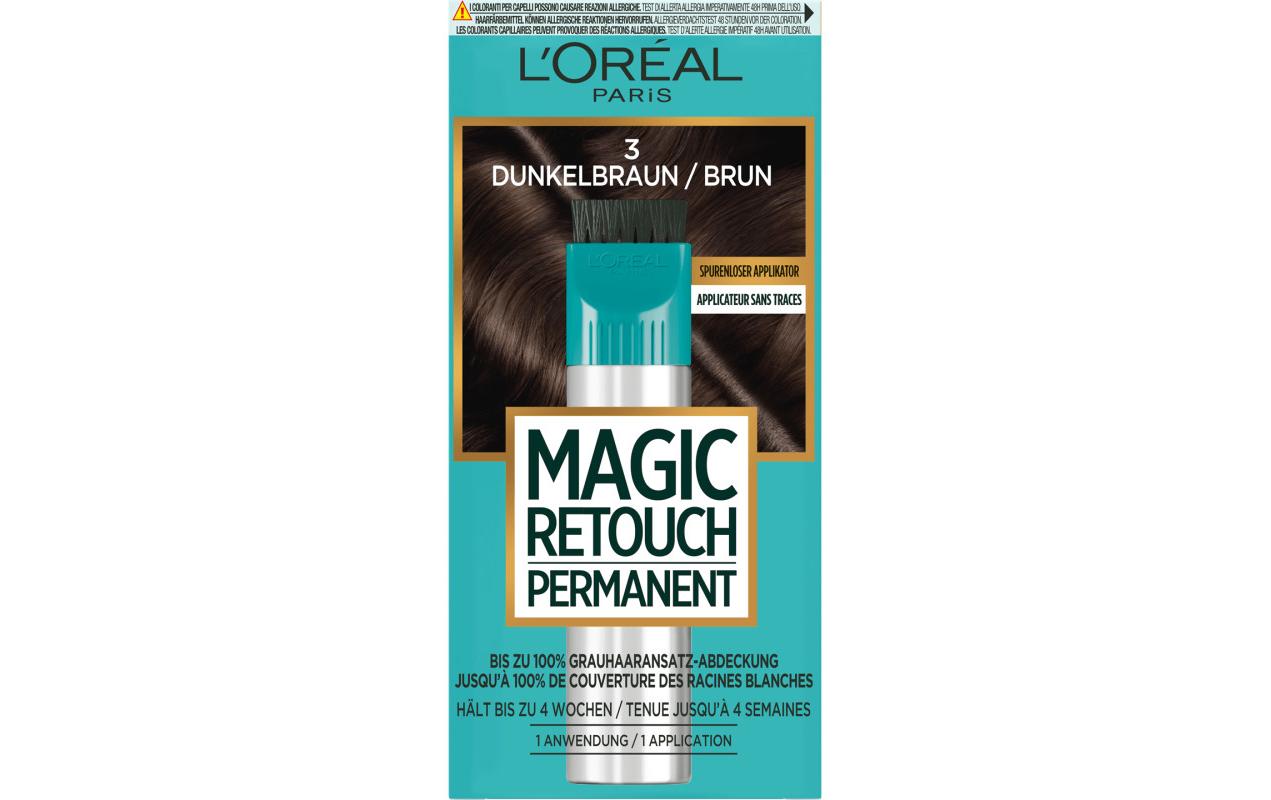 Magic Retouch Permanent 3 Dunkelbraun 1 StückMagic Retouch Coloration für bis 100% Grauhaaransatz-Abdeckung