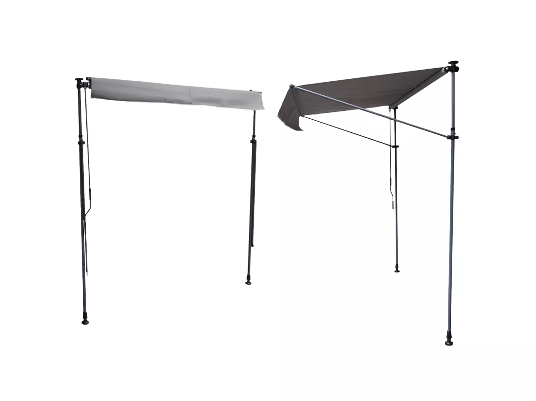 Store banne pour balcon CHENE 3 × 1,2m - Toile grise et structure grise - HAPPY GARDEN