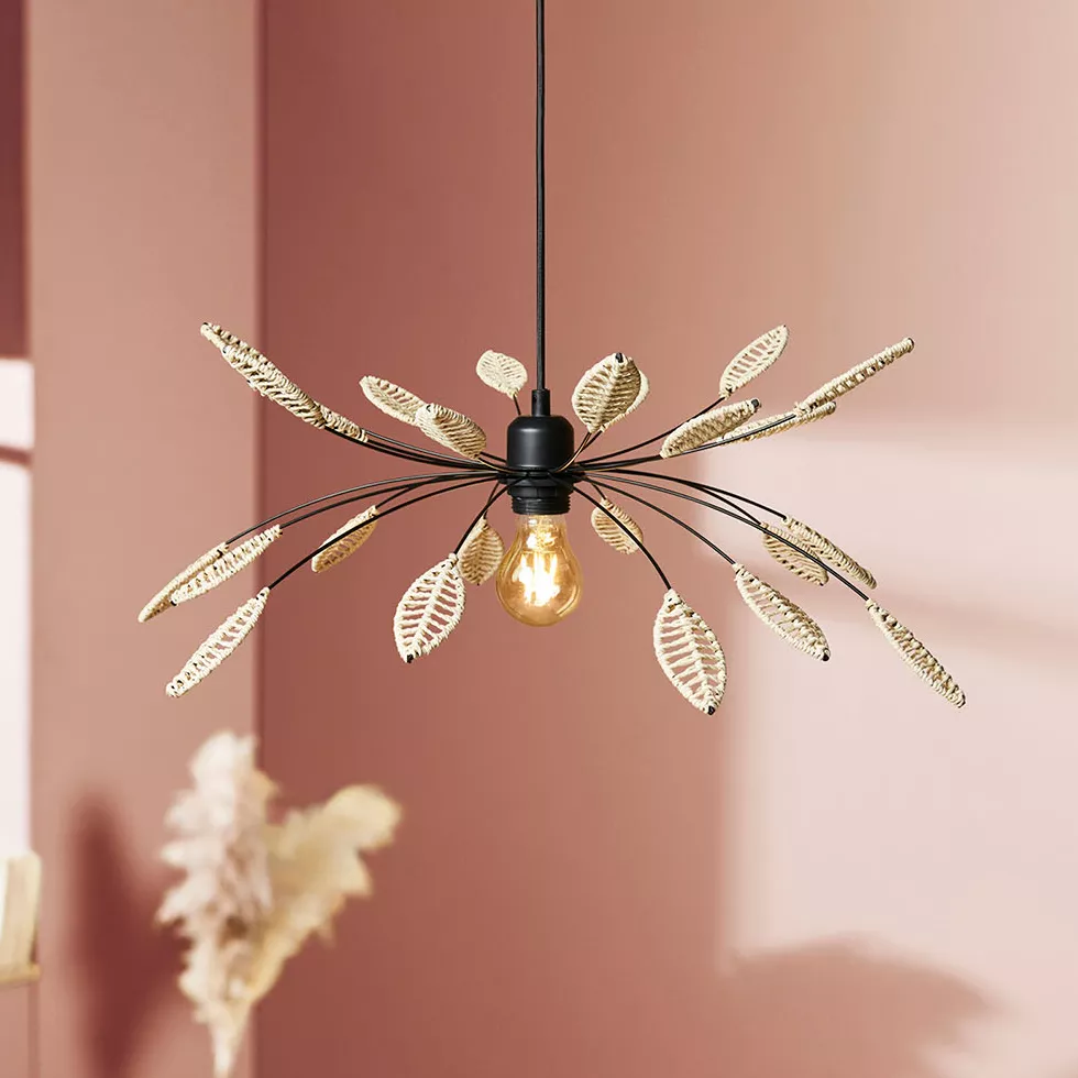 Suspension métal et pétales (D60 cm) Ellisse Beige