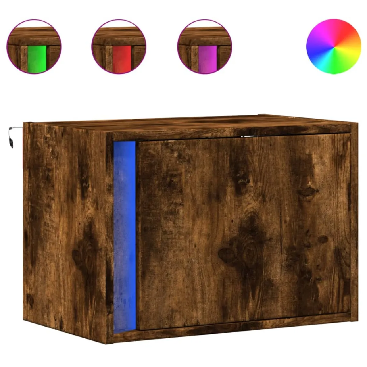vidaXL Tables de chevet murales LED - Chêne fumé